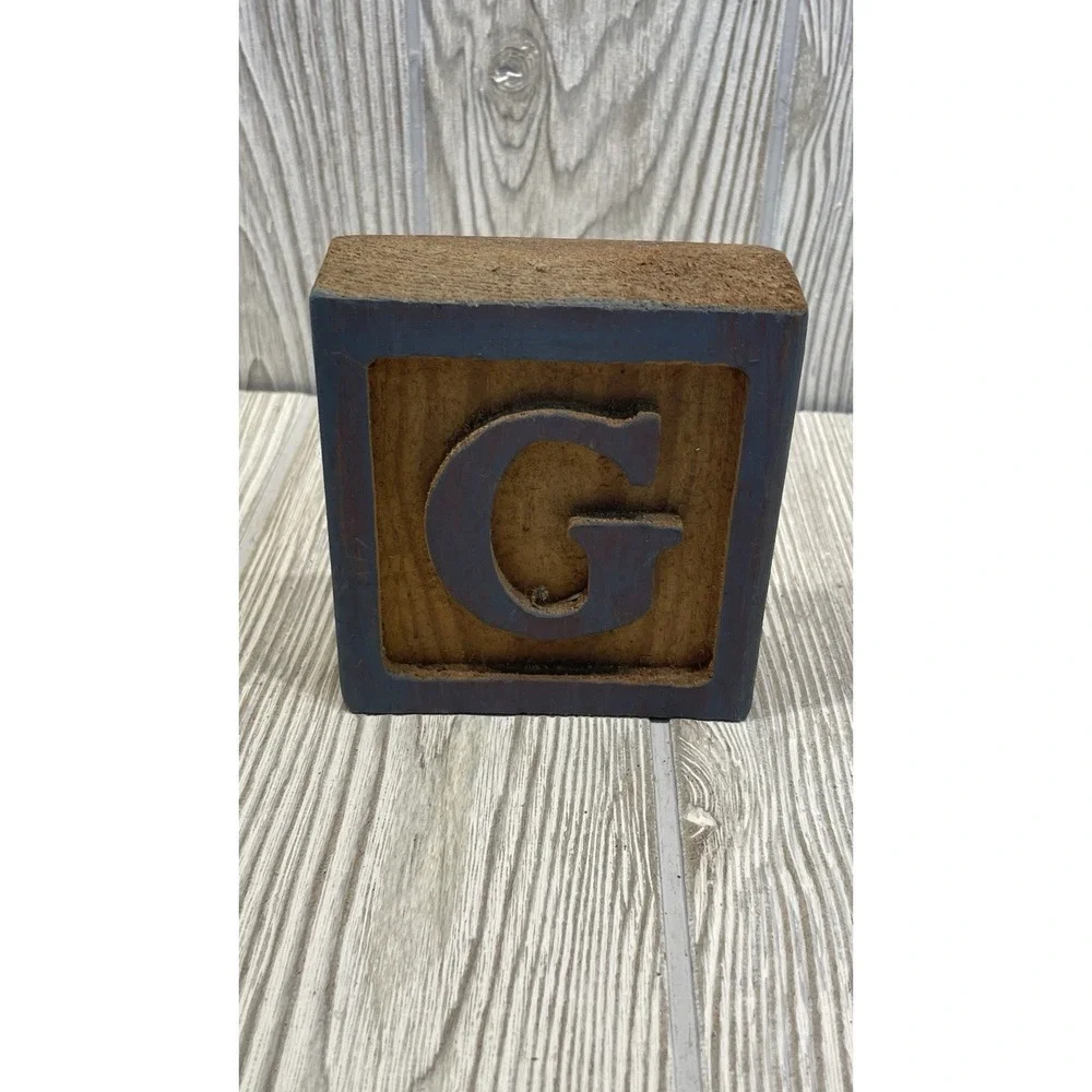 Vintage PIG Primitive Handmade Blocks Jumbo Wooden Set Of 3 Letters P, I, G 3.5